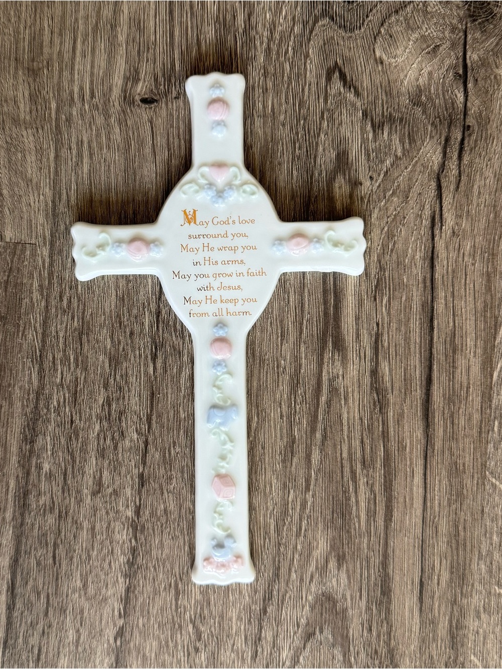 Porcelain Baby Baptism Wall Cross
